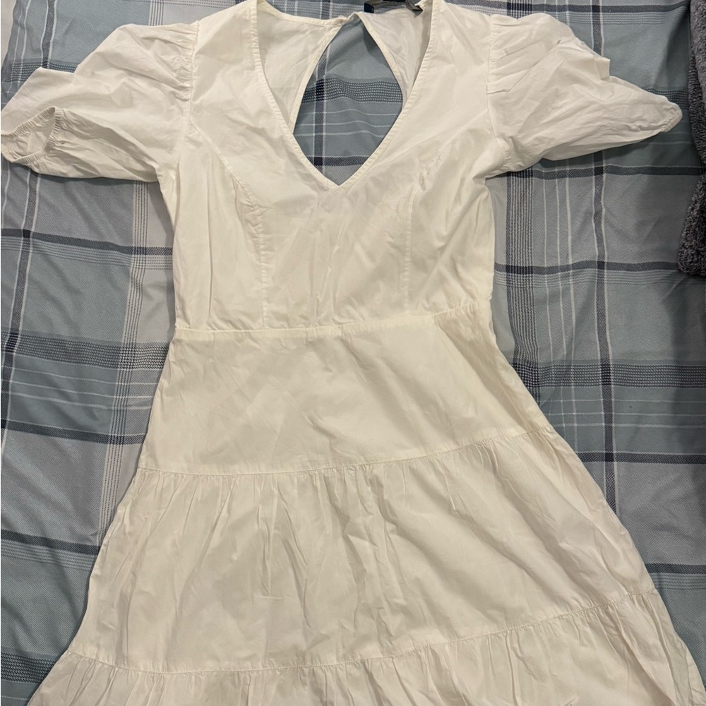French Connection Ivory Puff Sleeve Mini Dress